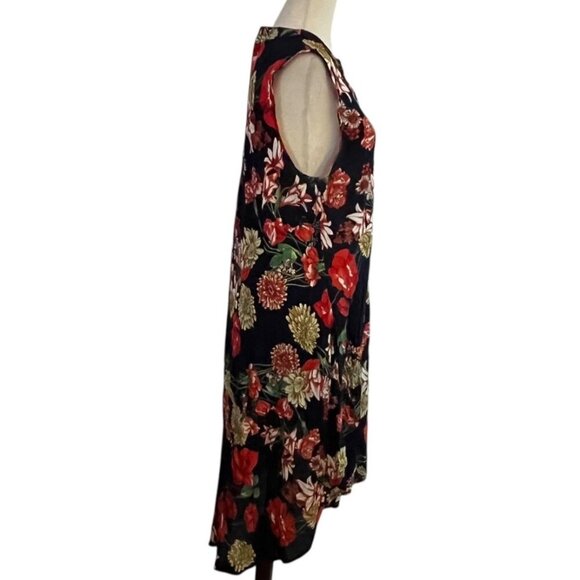 Papillon Womens Multicolor Floral Sleeveless Hi Lo Button Dress Medium Hawaiian - Picture 2 of 8